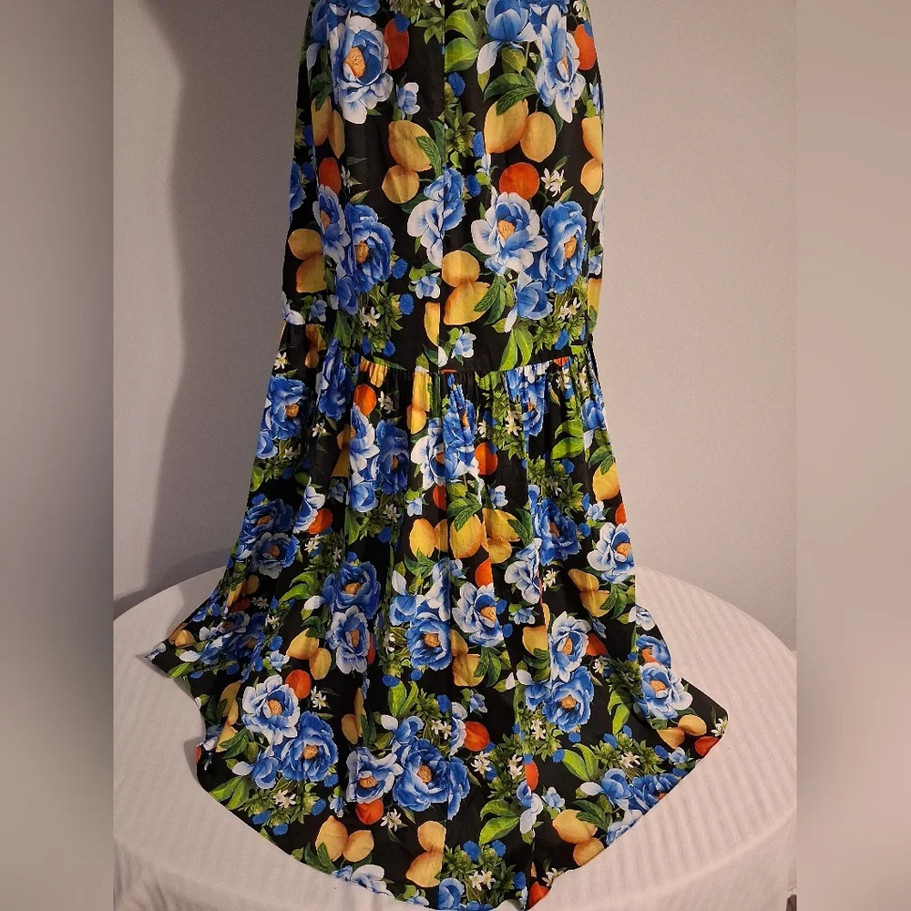Borgo De Nor Floral And Lemon Maxi Dress UK Size 14 US Size 10 - Picture 7 of 15